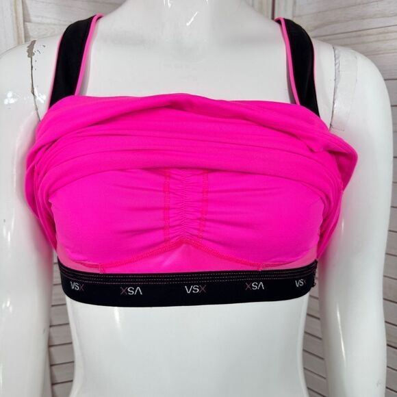 Victoria’s Secret Sport Athletic Workout Tank Top Neon Pink Black Small - Picture 6 of 11